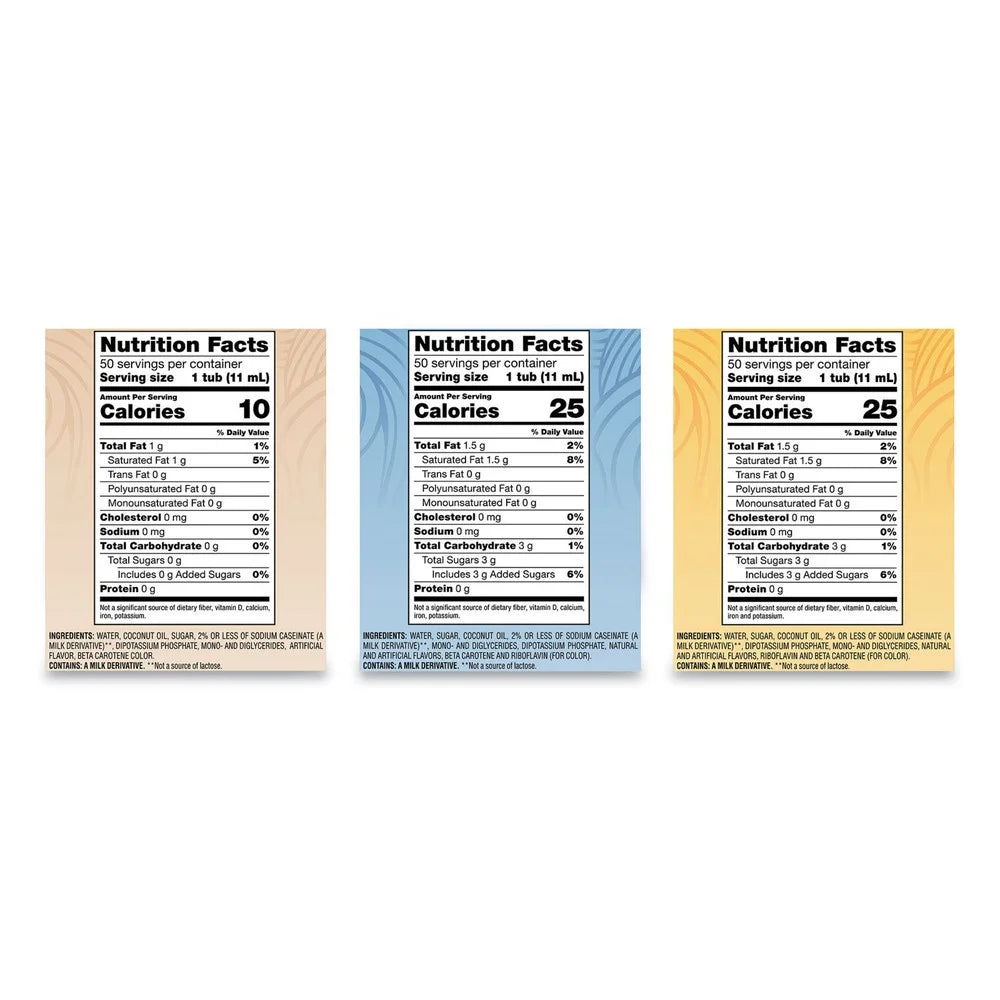 Coffee-Mate 12408209 0.38 Oz. Mini Cups Liquid Coffee Creamer - French Vanilla/Hazelnut/Original (150/Carton)