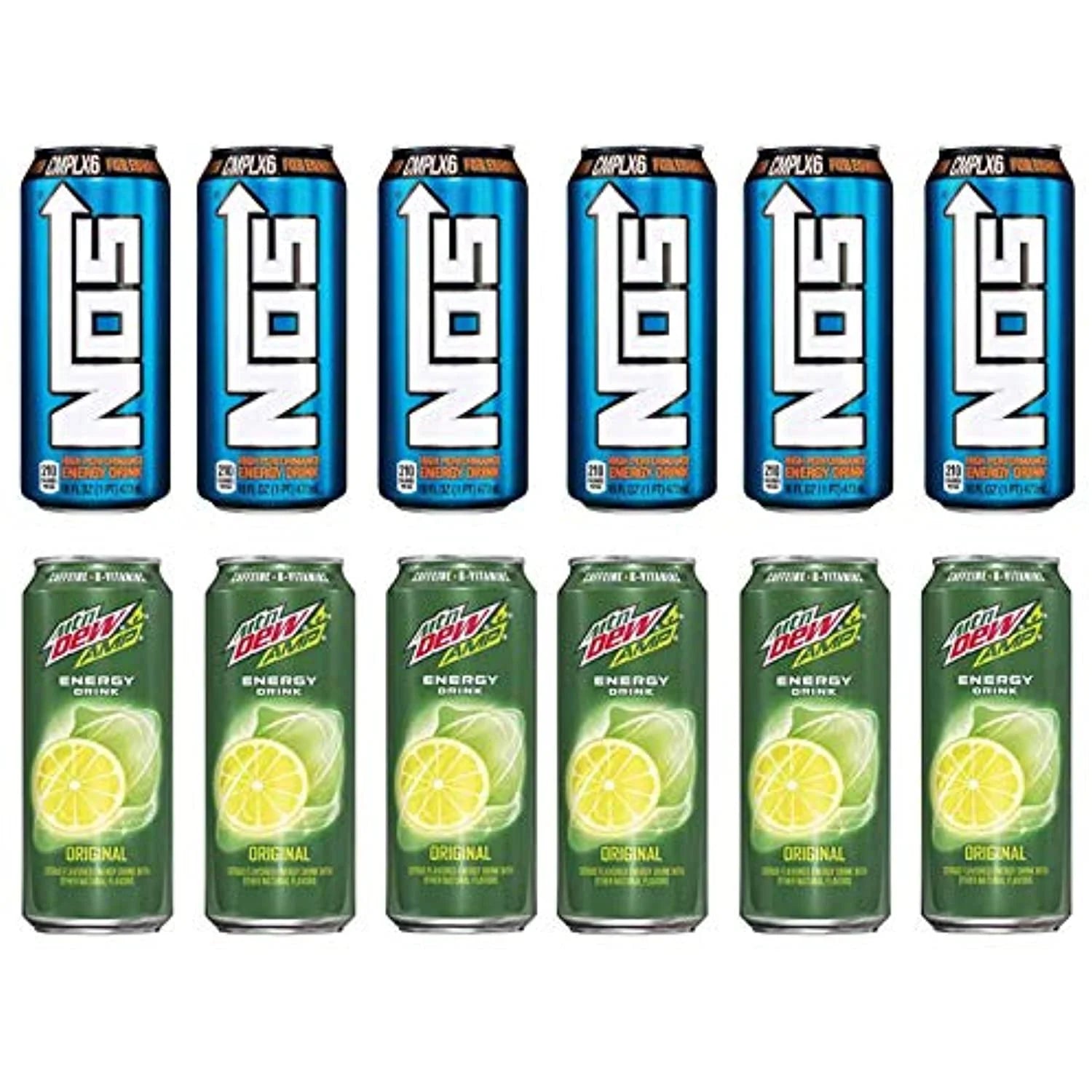 Luv Box- Variety Energy Drink 16 Oz. Pack of 12 , Nos Energy Original Cans , Mtn Dew Amp Original .#N