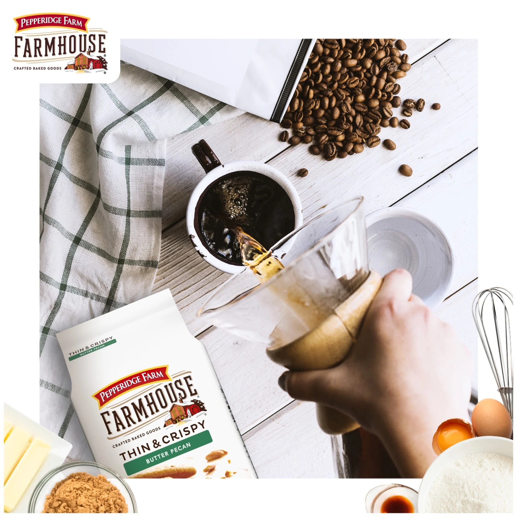 Farmhouse Thin & Crispy Butter Pecan Cookies, 5.9 Oz Bag