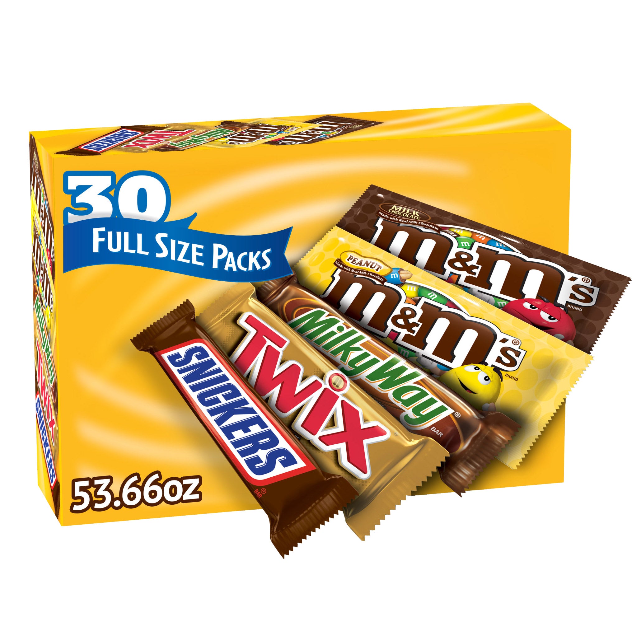 M&M'S, Snickers and More Chocolate Candy Bars, Variety Pack, 30-Count