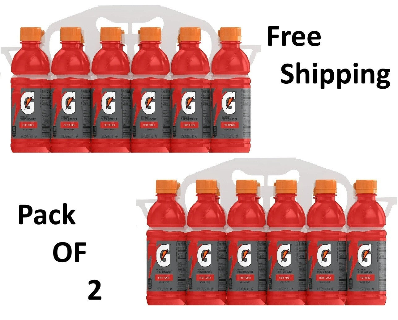 Gatorade Thirst Quencher Fruit Punch Sports Drinks, 12 Fl Oz, 12 Ct Bottles 2 PK