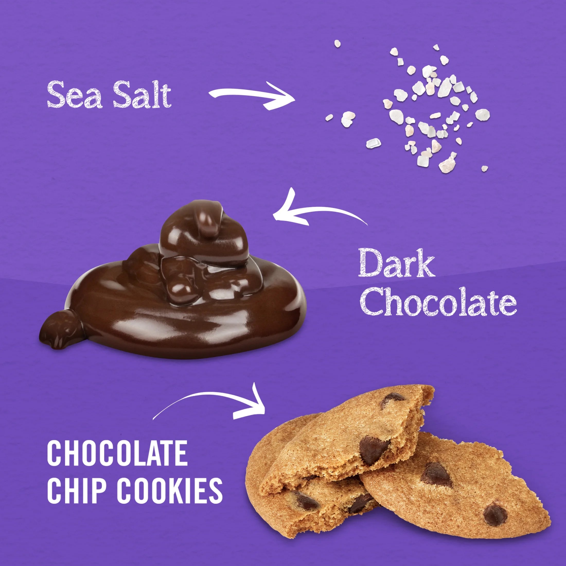 (3 Pack)  Cookie Bark, Chocolate Chip Cookies with Dark Chocolate and Sea Salt, 5 Oz
