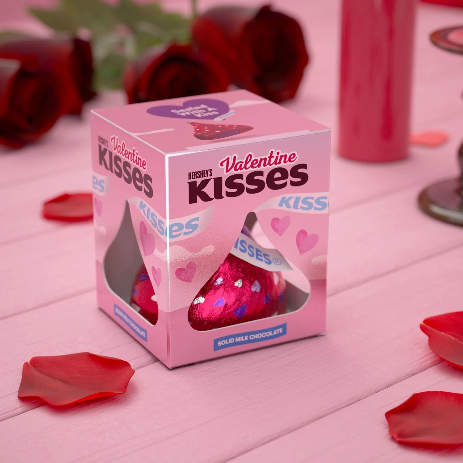 KISSES Solid Milk Chocolate, Valentine'S Candy Gift Box, 1.45 Oz