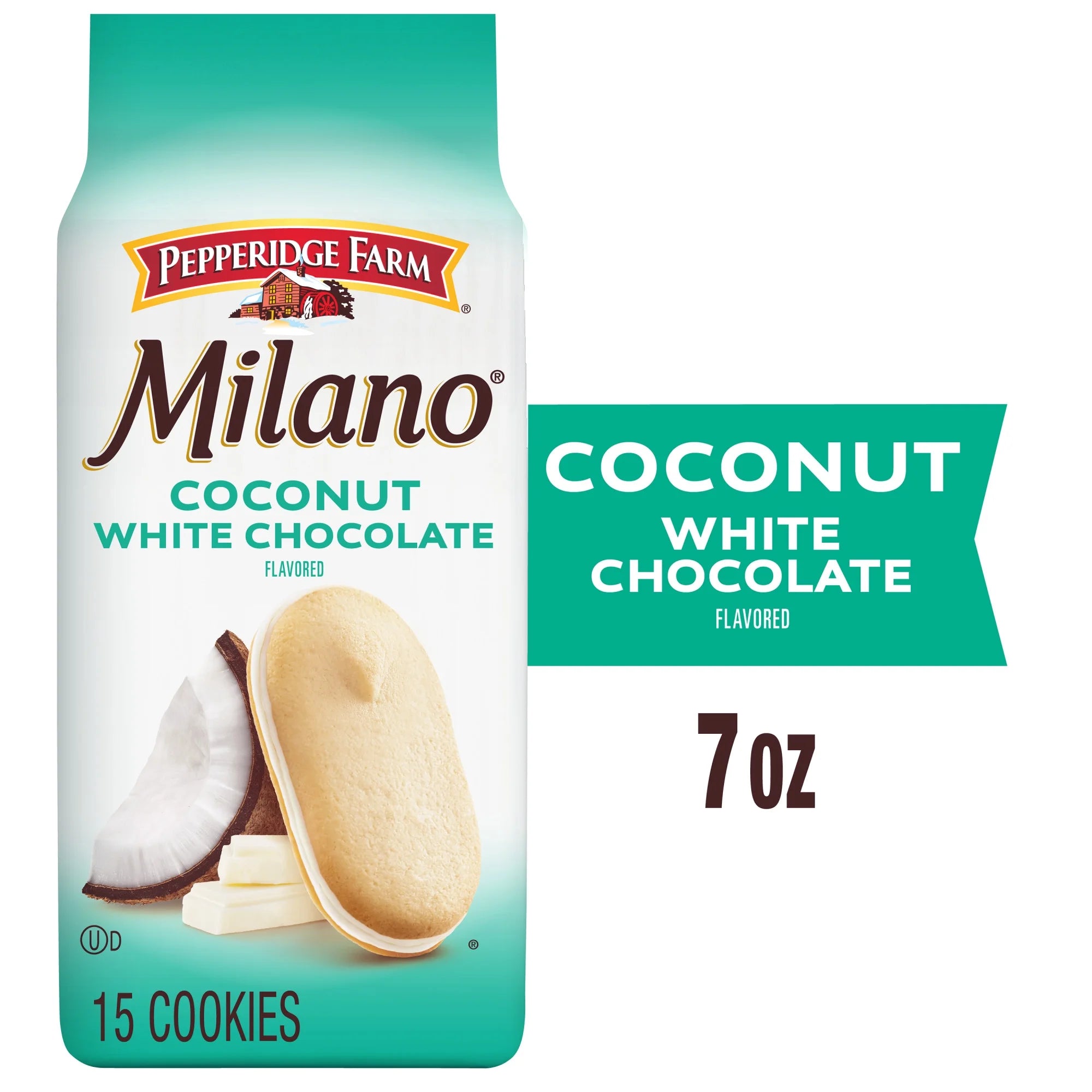 Milano White Chocolate Coconut Flavored Cookies, 7 Oz Bag