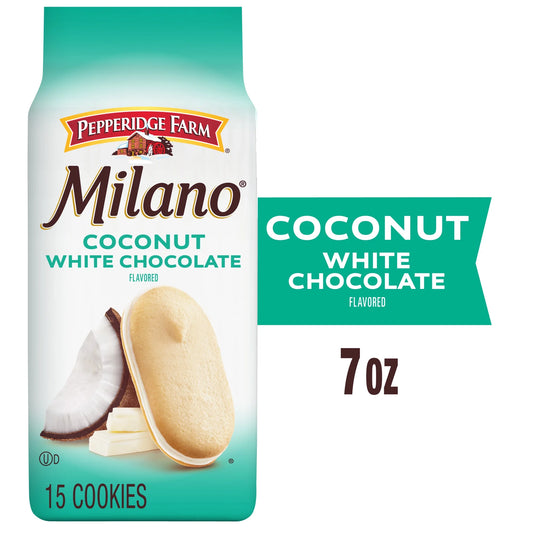 Milano White Chocolate Coconut Flavored Cookies, 7 Oz Bag