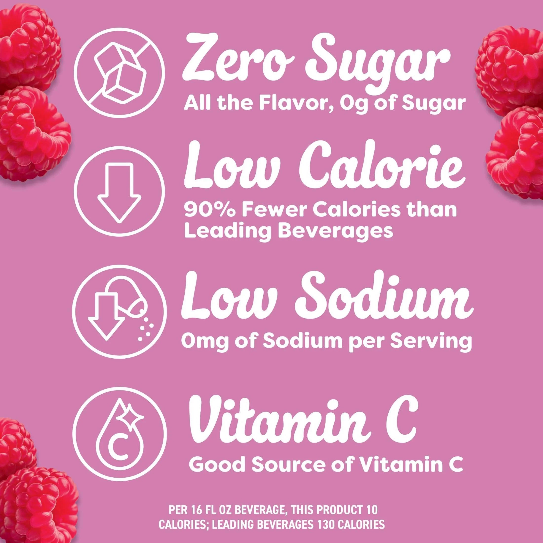 Drink Mix, 10 Packets, for Convenient On-The-Go Flavorful Hydration, Raspberry Ice Artificial Flavor, Zero Sugar, 0.6 Oz