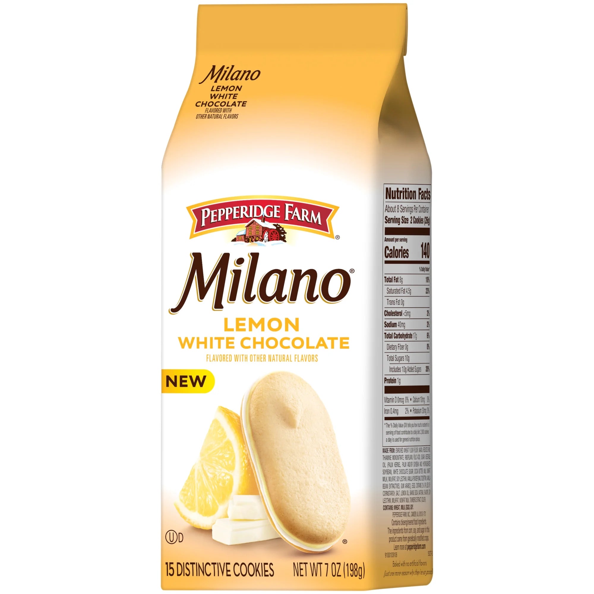Milano White Chocolate Lemon Flavored Cookies, 7 Oz Bag