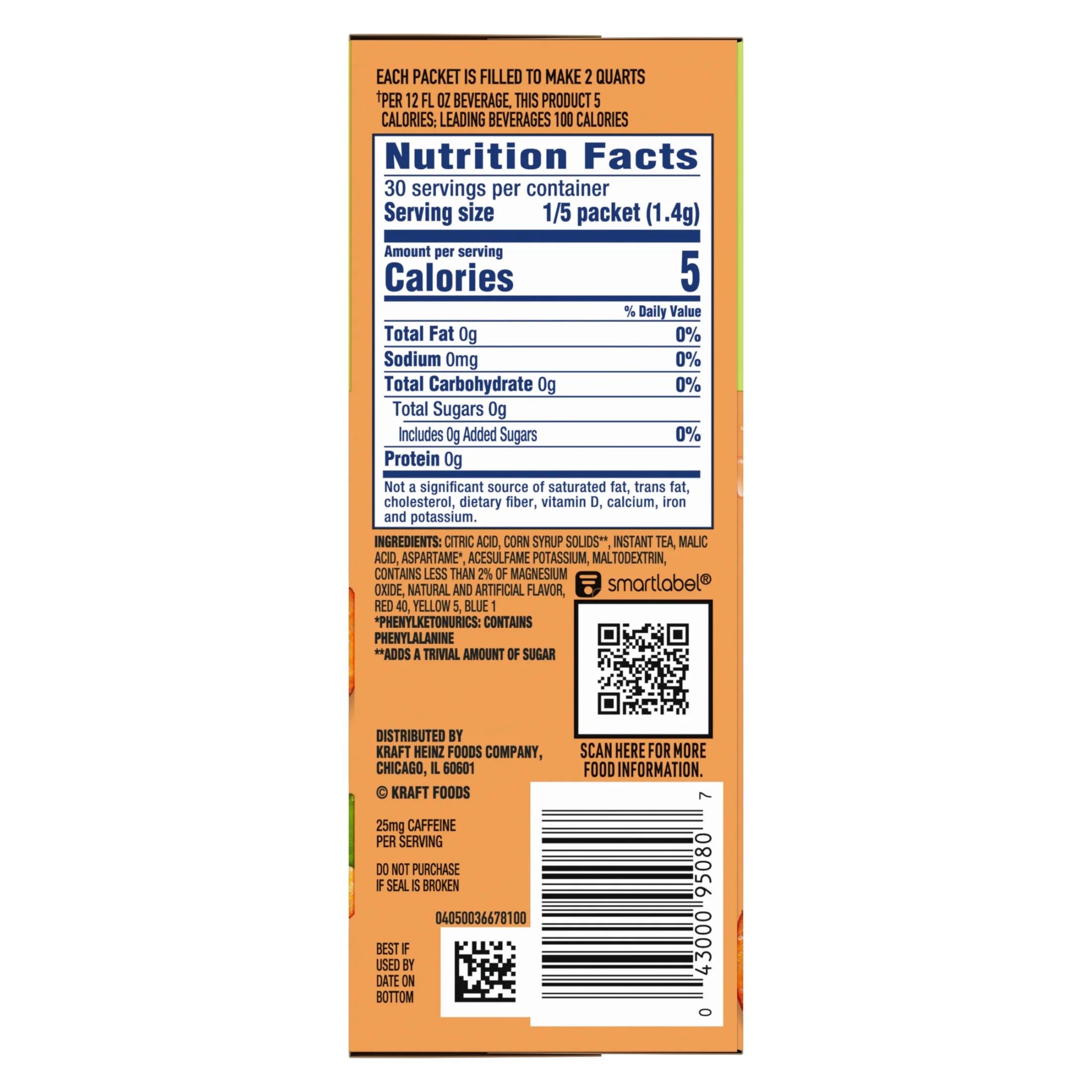 Drink Mix, 6 Pitcher Packets, for Flavorful Hydration and Shareable Refreshment, Peach Iced Tea Artificial Flavor, Made with Black Tea, 1.5 Oz