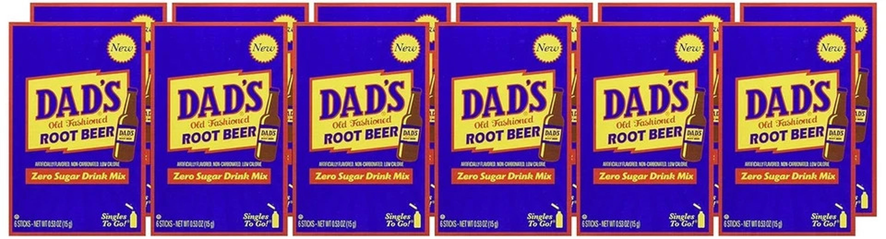 Dads Old Fashioned Root Beer Singles to Go Sugar Free Powder Drink Mix 12 Boxes