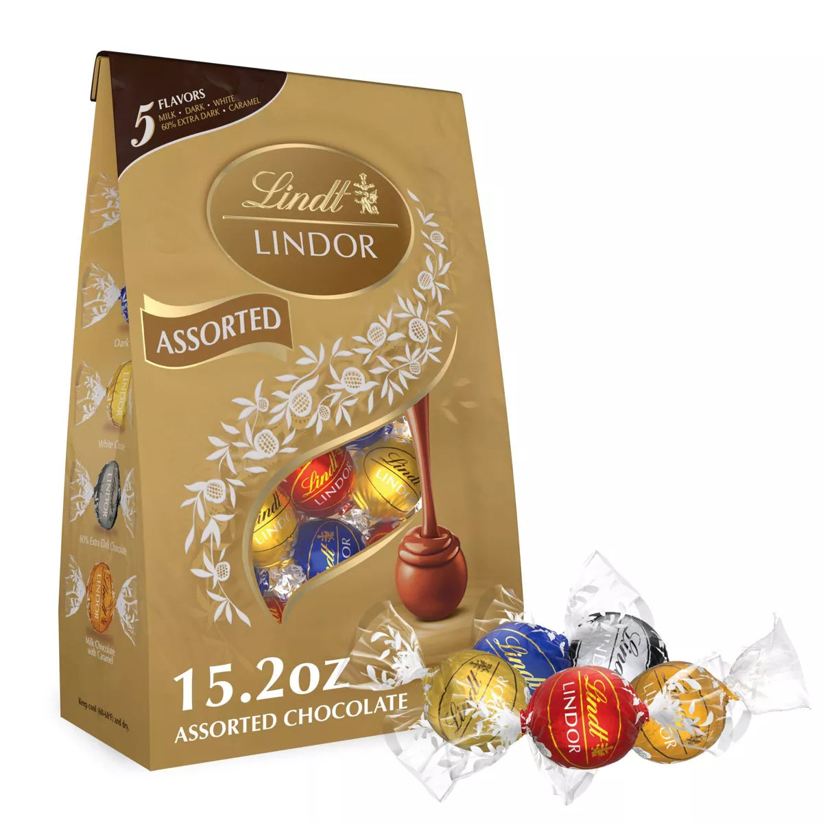 Lindt Lindor Assorted 5 Flavor Chocolate  Truffles - 15.2 Oz.