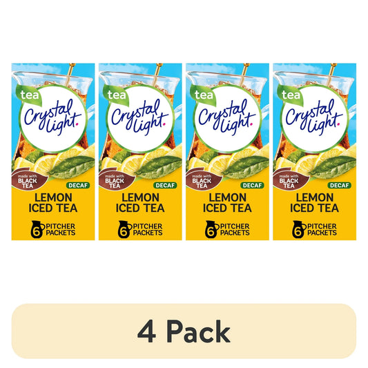 (4 Pack)  Drink Mix, 6 Pitcher Packets, for Flavorful Hydration and Shareable Refreshment, Decaf Lemon Natural Flavor Iced Tea, Made with Black Tea, 1.5 Oz