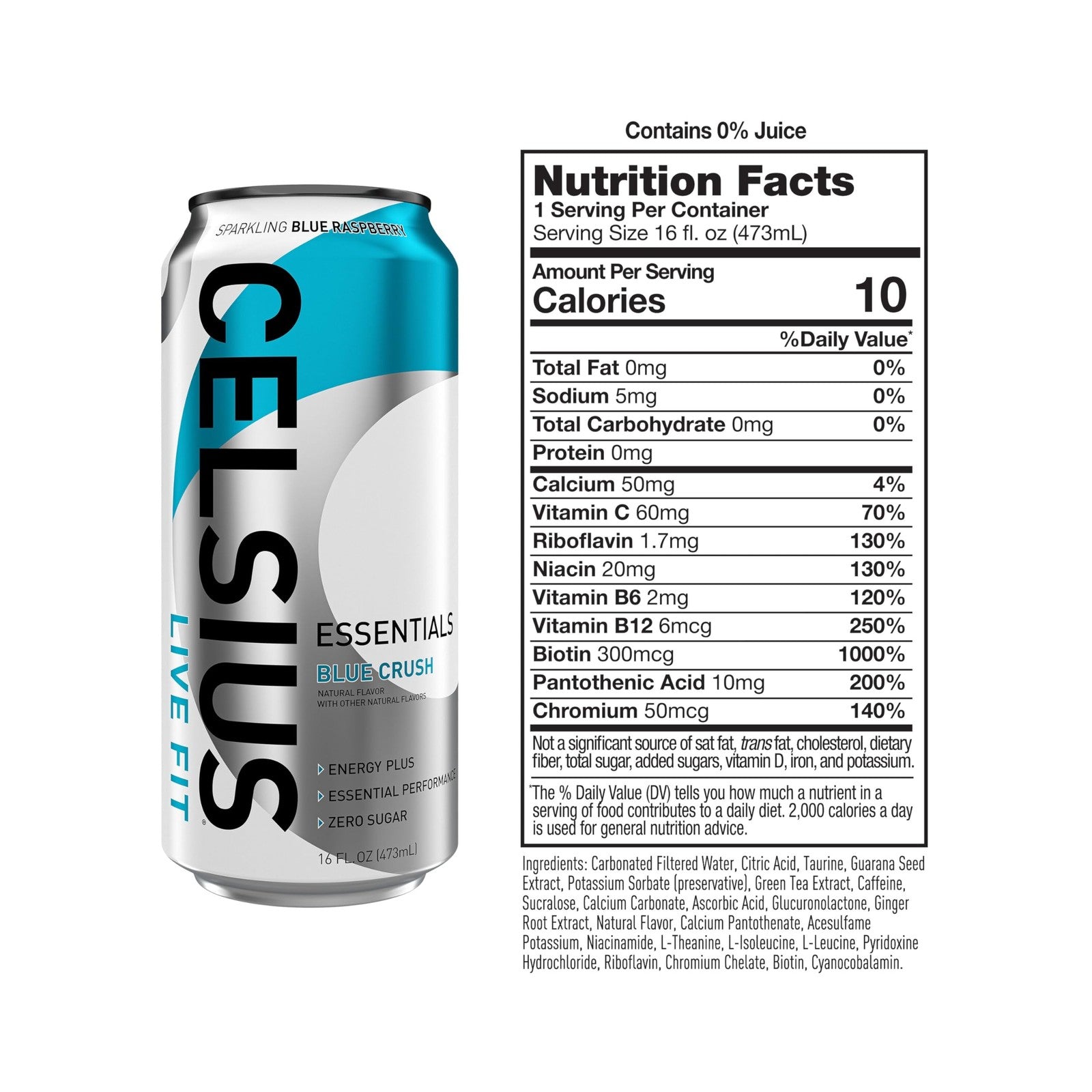 Celsius Essentials Sparkling Blue Crush Energy Drink Pack of 12 16 Fl Oz