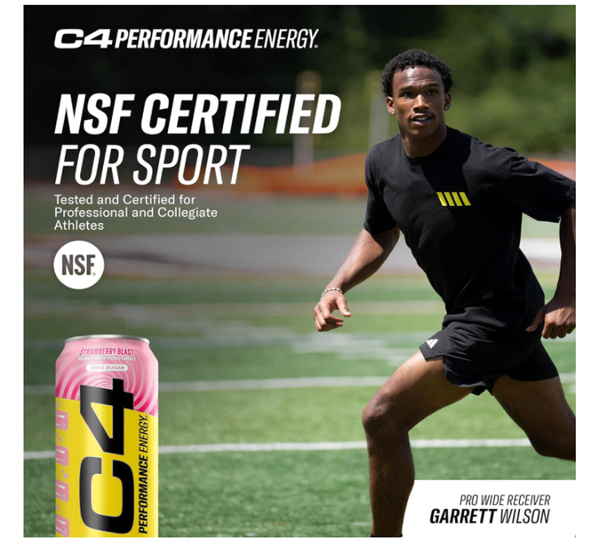 C4 Energy Drink Pack of 12 Strawberry Blast Flavors Sugar Free 200Mg Caffeine