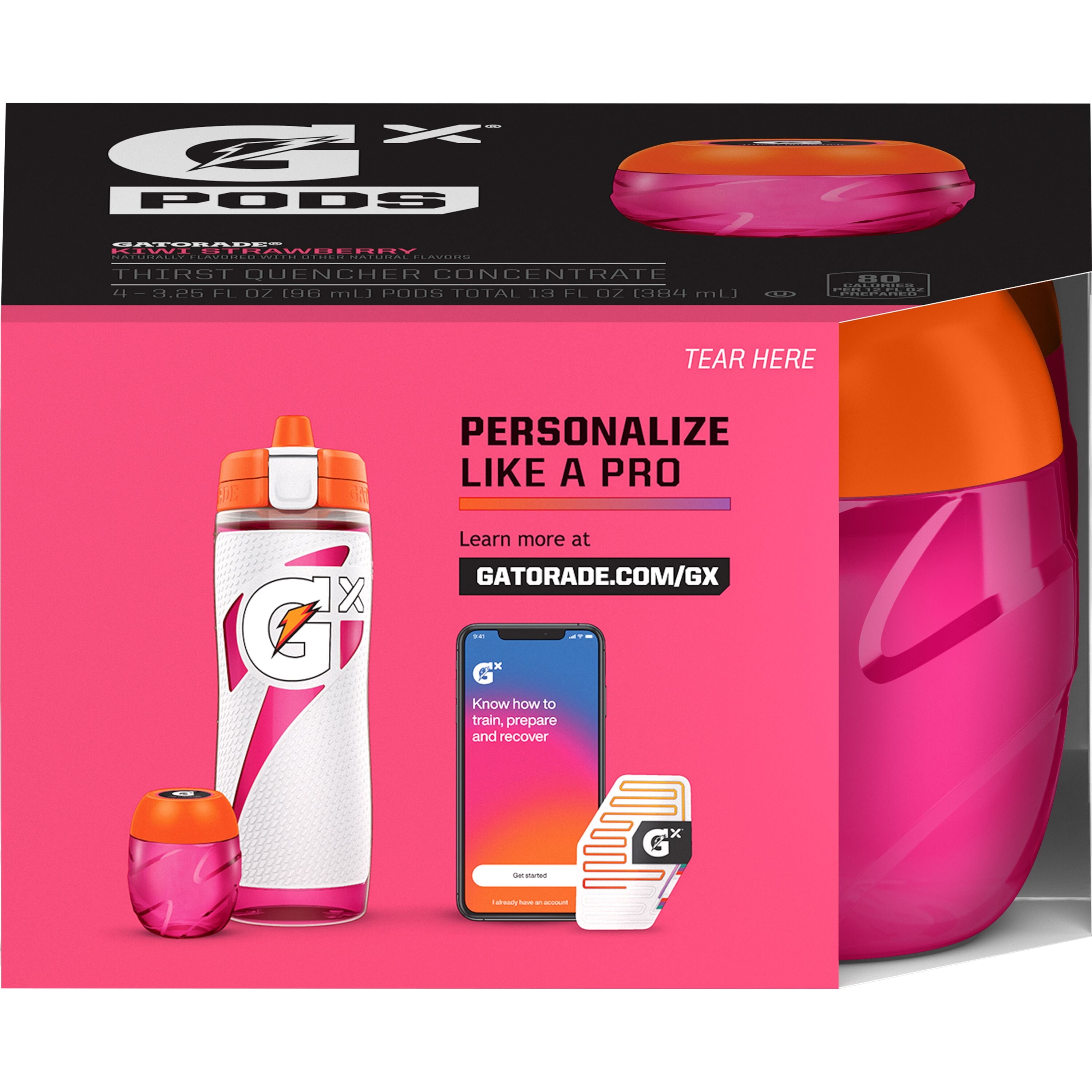 Gx Sports Drink Mix Concentrate Pods , Kiwi Strawberry, 4 Count Pods