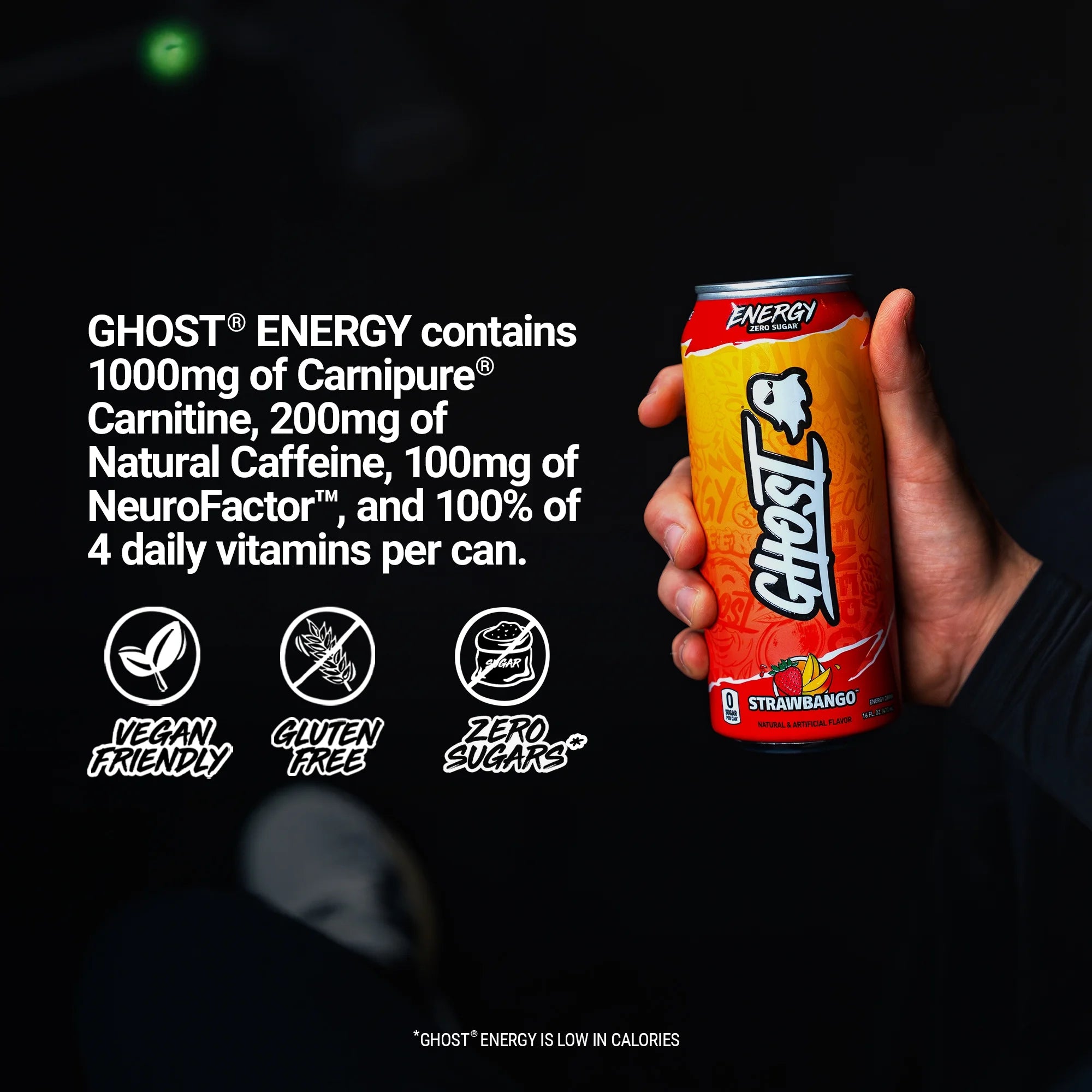 Zero Sugar Energy Drink, Strawbango, 16 Oz Can, 12 Pk