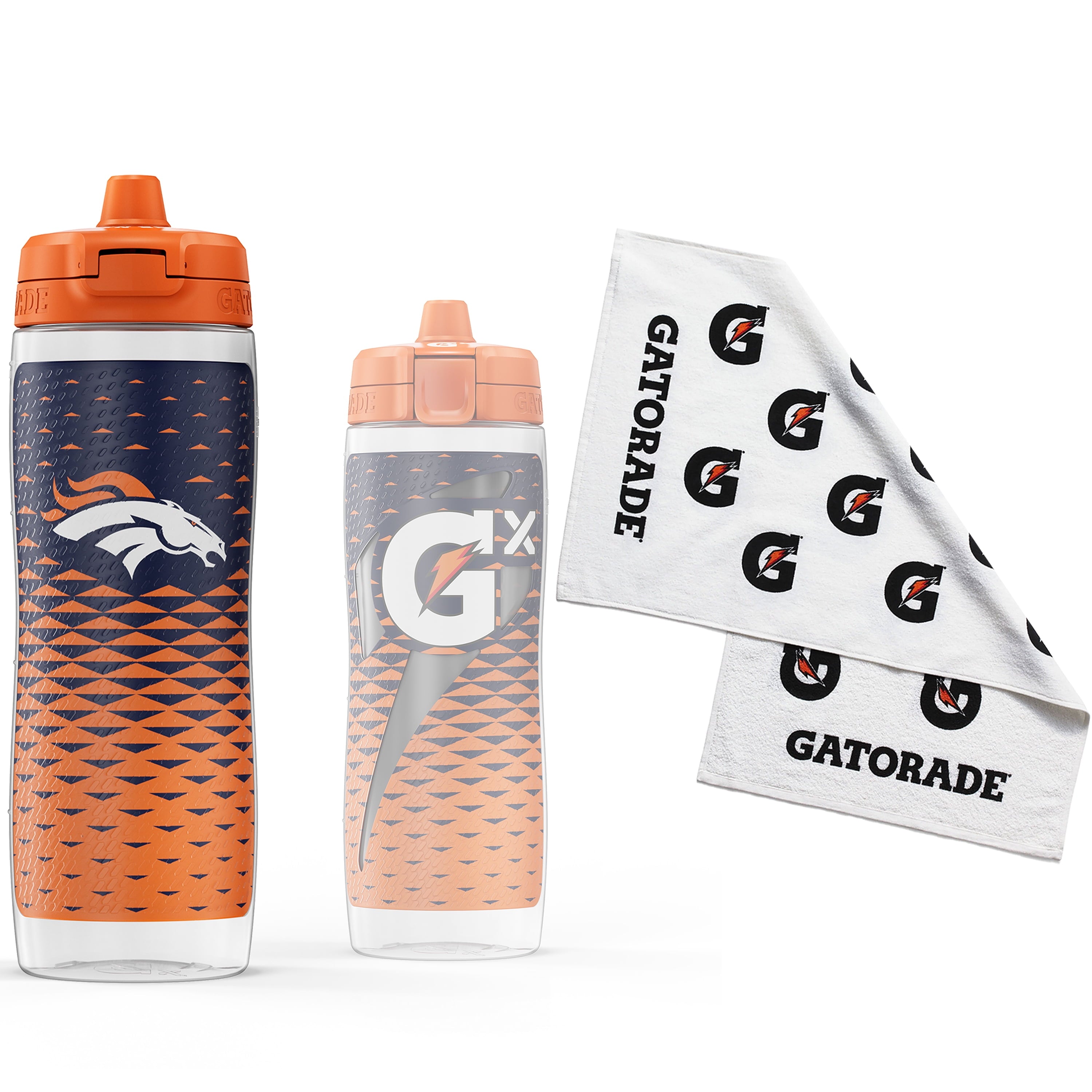 Gx Denver Broncos NFL 30 Fl Oz Water Bottle & Sports Towel Bundle