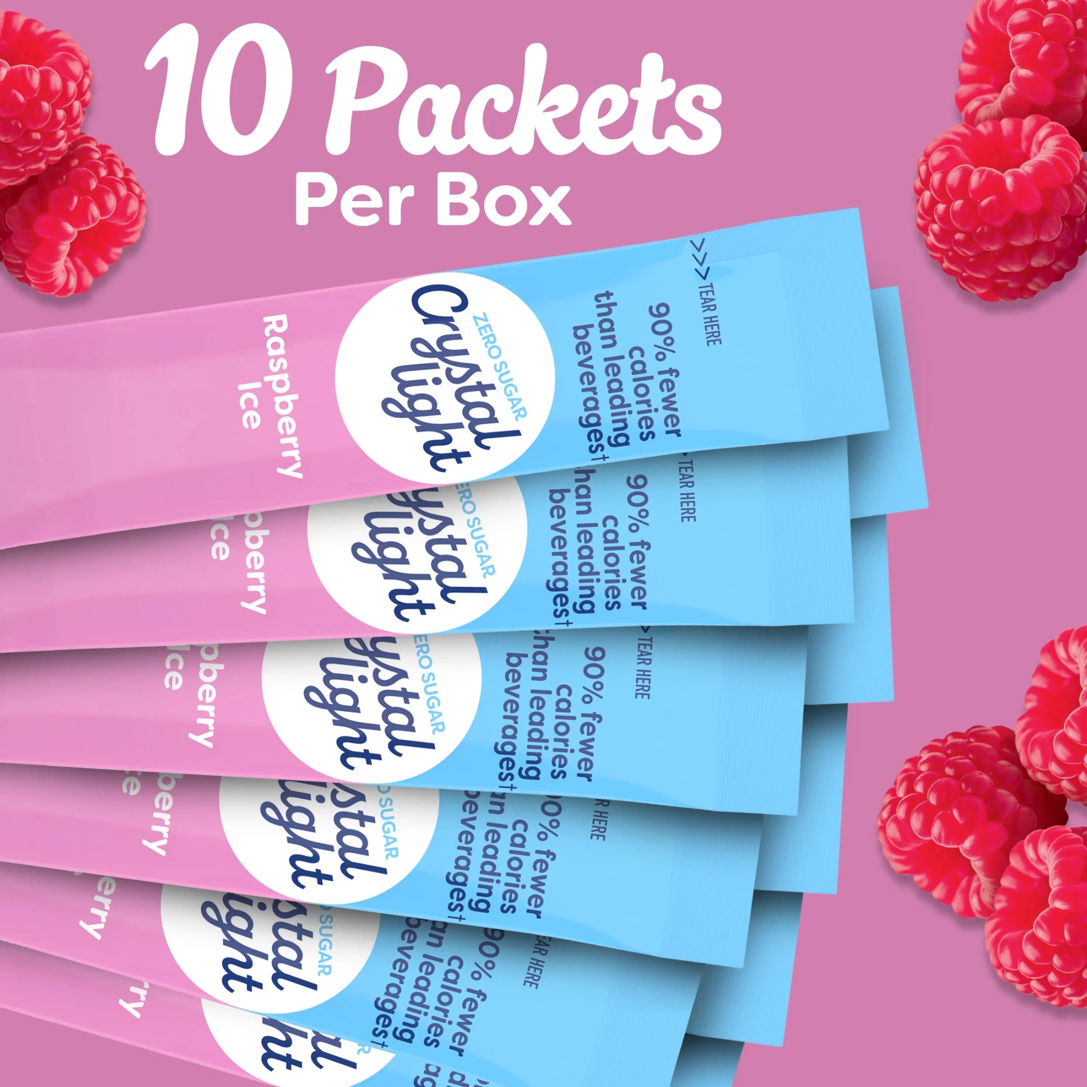 Drink Mix, 10 Packets, for Convenient On-The-Go Flavorful Hydration, Raspberry Ice Artificial Flavor, Zero Sugar, 0.6 Oz