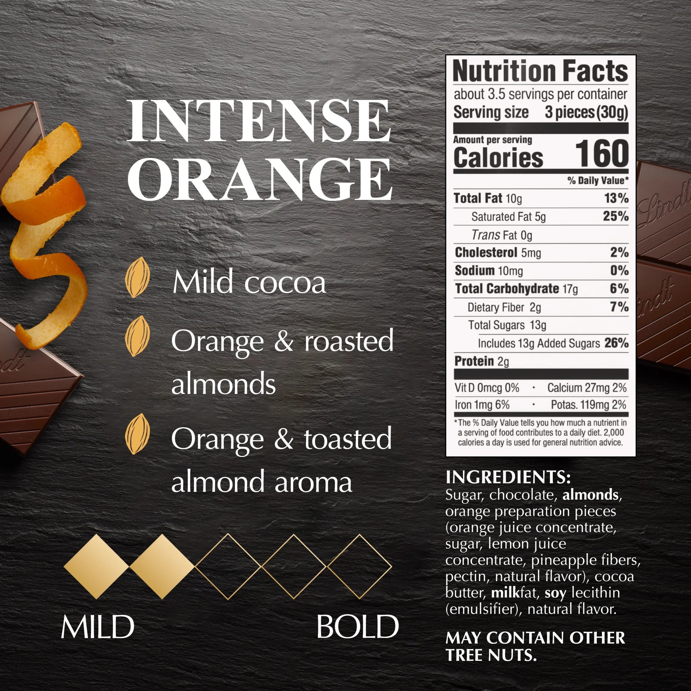 Excellence Intense Orange Dark Chocolate Candy Bar, 3.5 Oz, Bar