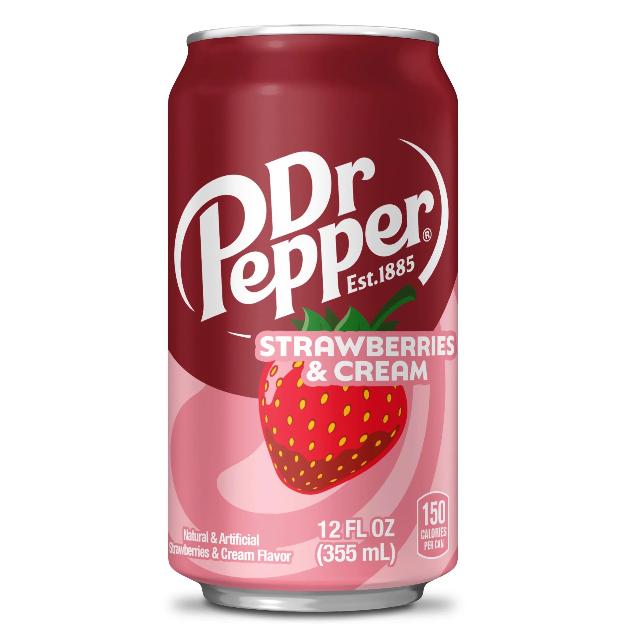 Dr Pepper Strawberries and Cream Soda Pop, 12 Fl Oz, 12 Pack Cans