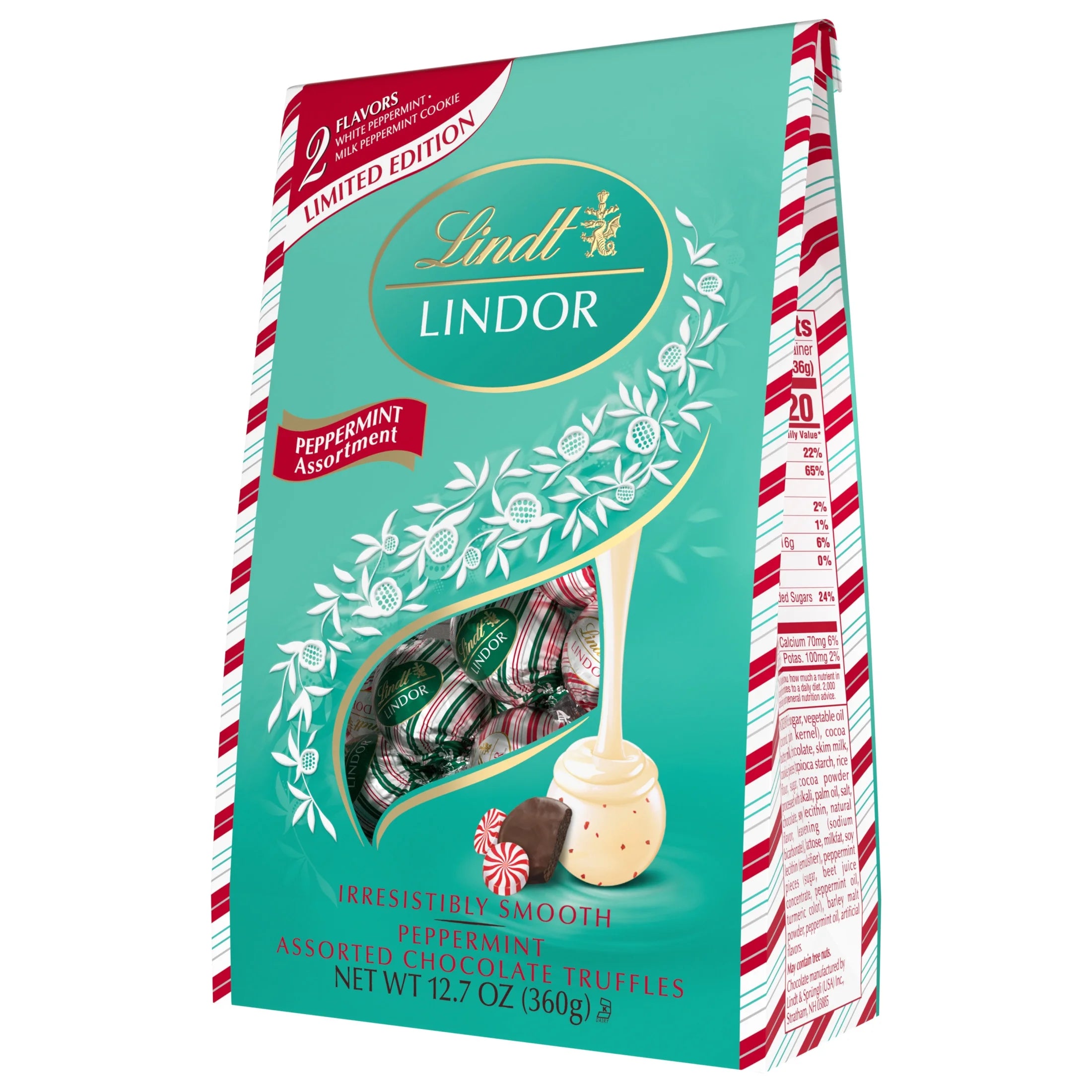 LINDOR Holiday Assorted Peppermint Chocolate Truffles, 12.7 Oz. Bag