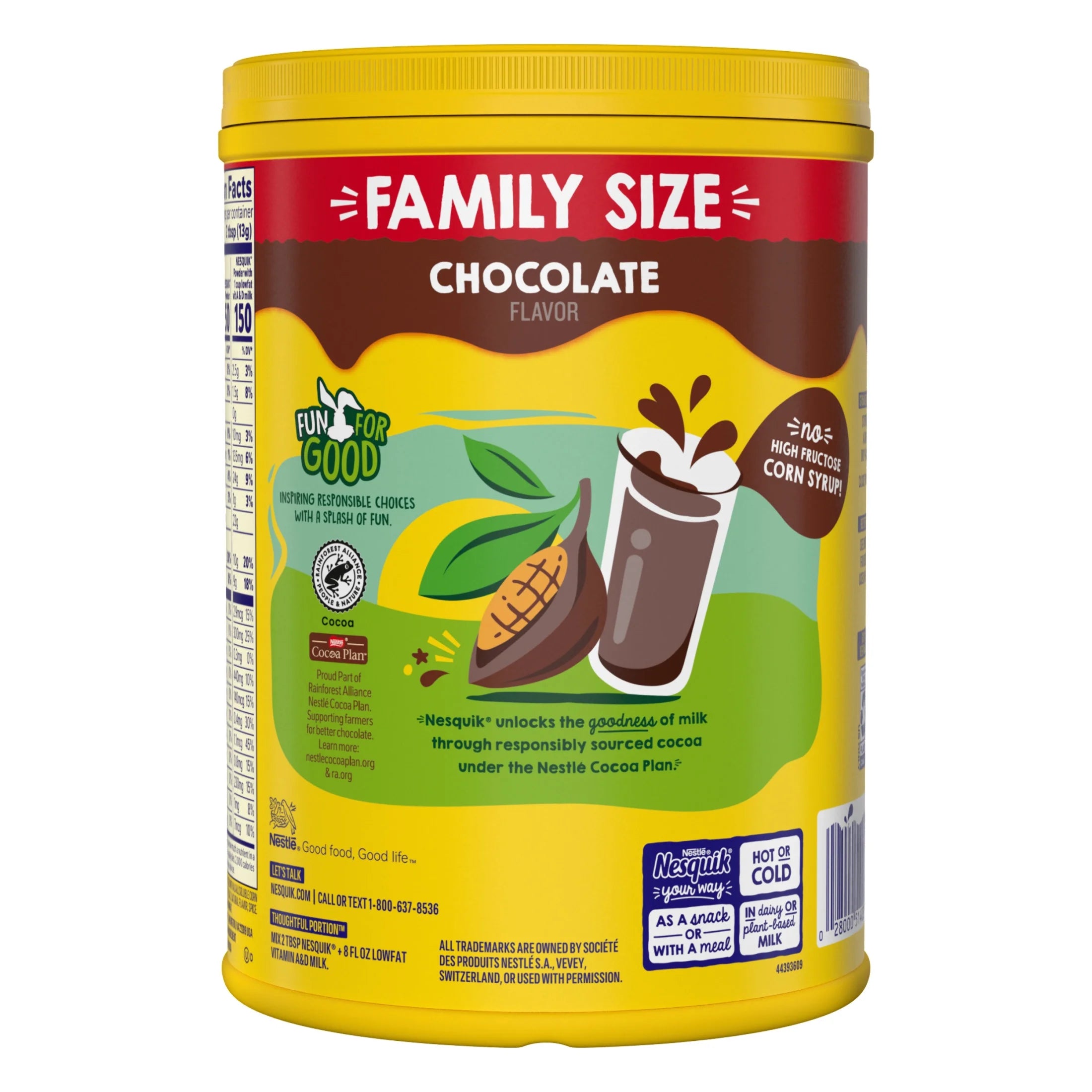 (4 Pack) Nestle Nesquik Chocolate Flavor Powder Stir in Drink Mix Canister, 38 Oz Canister, 83 Servings