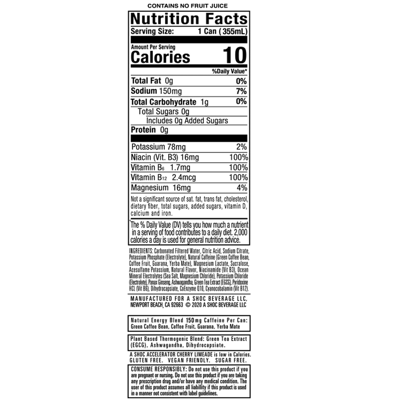 Accelerator Active Energy Drink Orange Mango Zero Sugar 12 Pack 12 Fl Oz