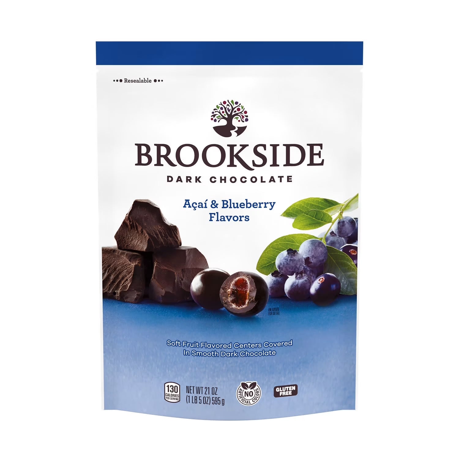 Dark Chocolate, Acai and Blueberry Flavored Snacking Chocolate, Bag 21 Oz