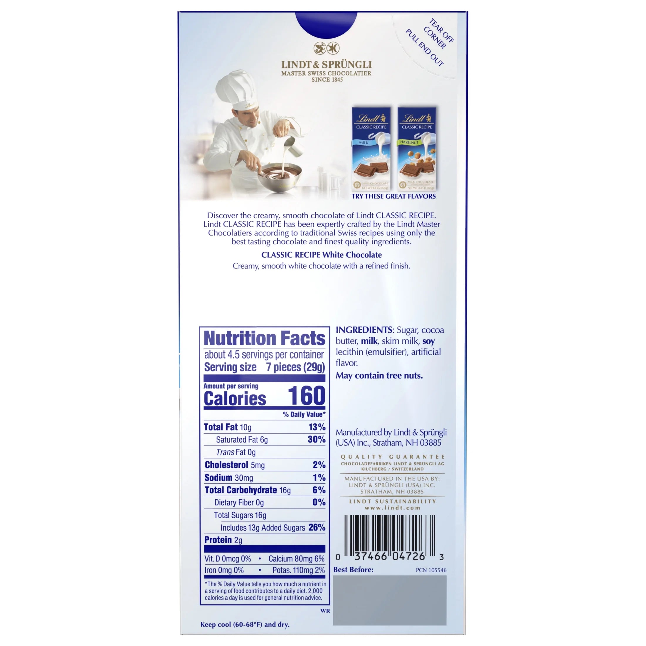 Classic Recipe White Chocolate Candy Bar, 4.4 Oz, Bar