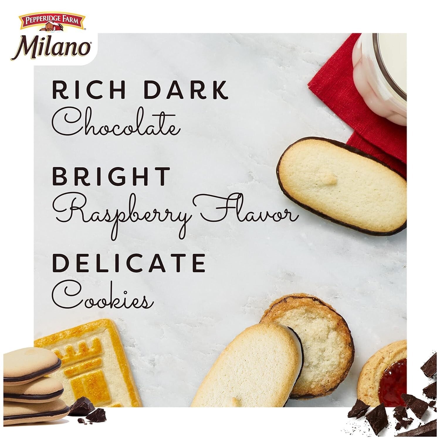 Milano Cookies, Raspberry Chocolate, 7 Oz. Bag