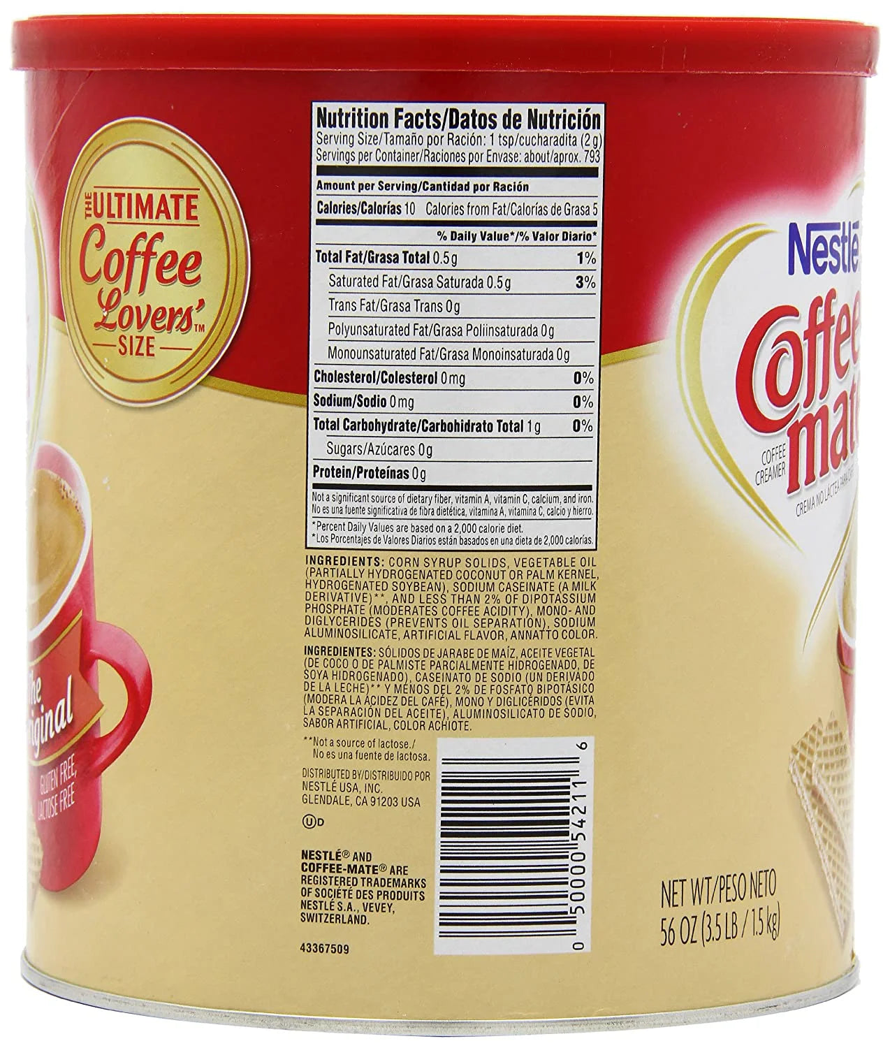 Nestle Coffee-Mate Coffee Non Dairy Creamer Powder 56 Oz - 2 Pack